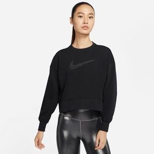 Women’s Nike dry-fit Training crew neck with swoosh logo in black size large